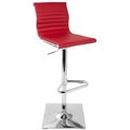 Lumisource Masters Adjustable Swivel Barstool in Red Faux Leather BS-MASTER R